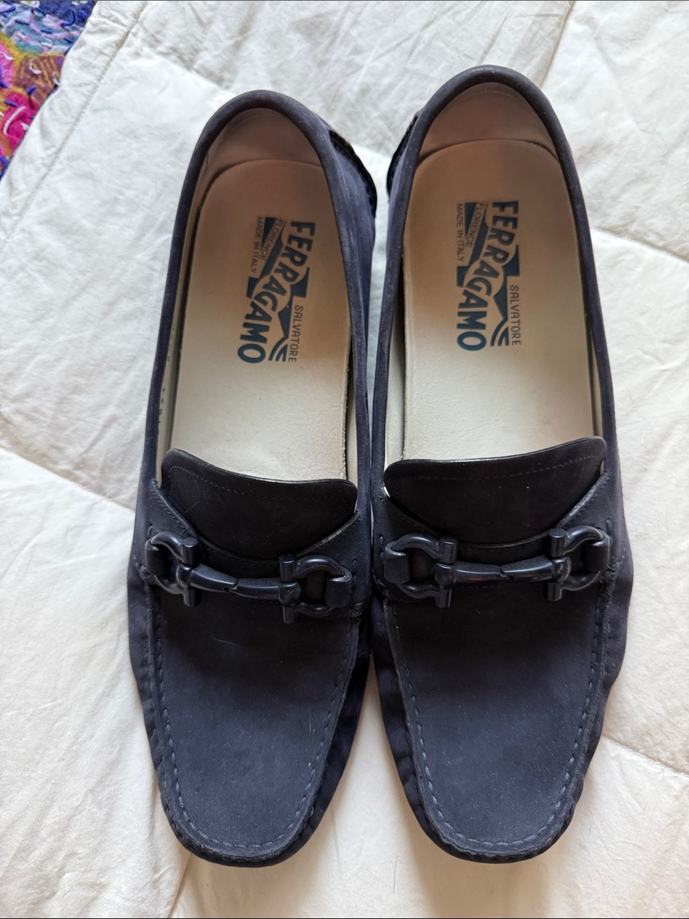 Salvatore Ferragamo Black Suede Horsebit Loafers